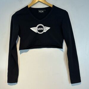 Mini Cooper black long sleeved cropped top size small
